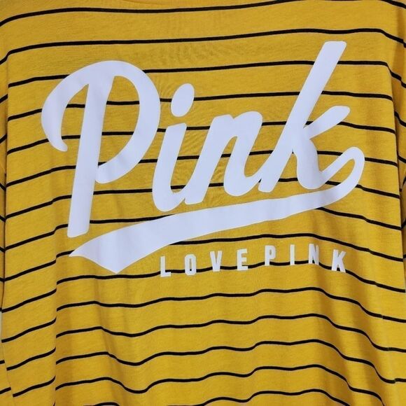 PINK Victoria's Secret Striped Top. Yellow & Black M - Picture 8 of 12